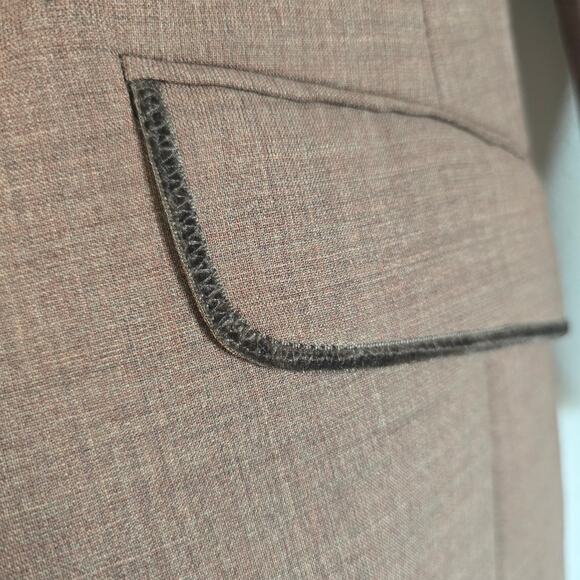 Max Studio Y2K Babydoll Long Blazer Jacket Brown Size M Velvet Trim Wool Retro - Picture 4 of 11